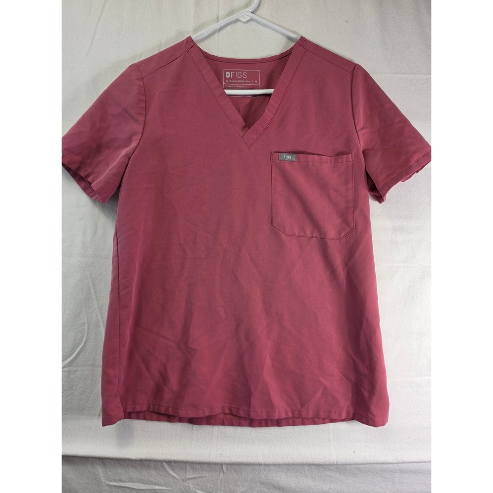 FIGS Technical Collection Womens V-Neck Scrub Top Pink Size M W21SW1050